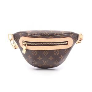 Louis Vuitton Bum Bag Belt Charm Waist Canvas Leather Monogram Waist Bag Brown